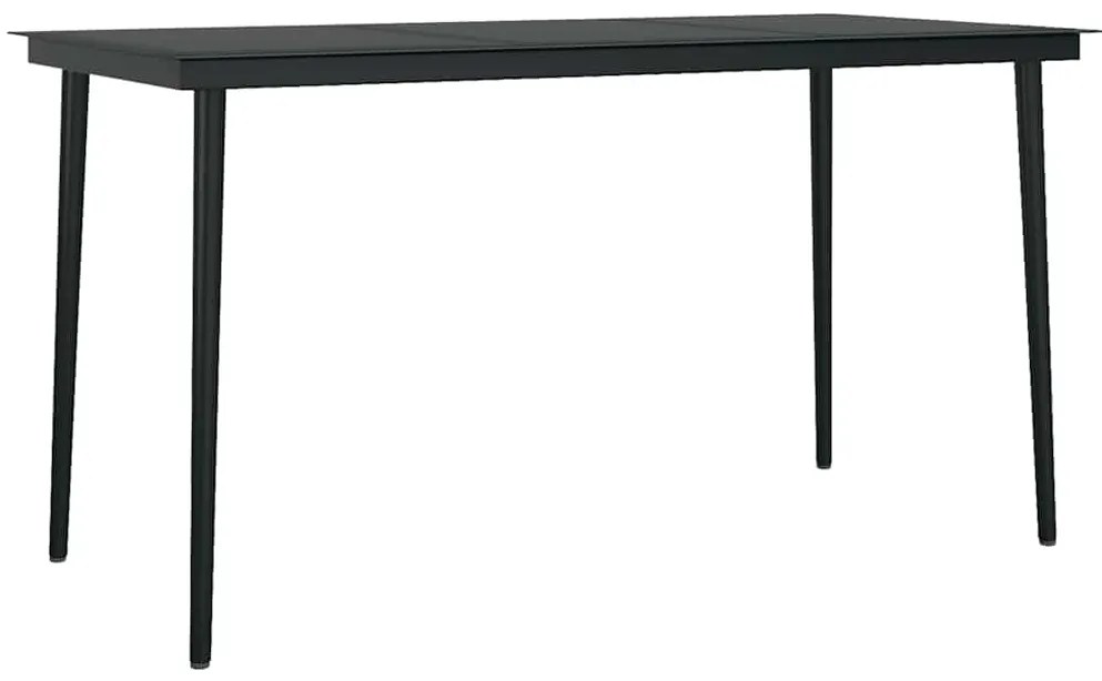Conjunto de jantar jardim 5 peças almofadas vidro vime PE preto