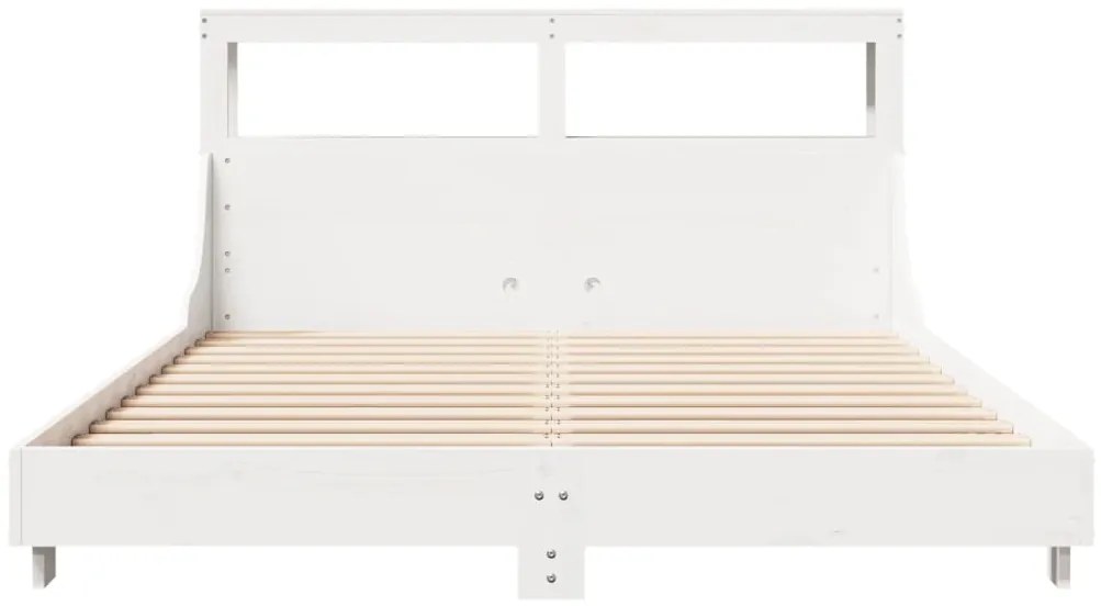 Cama sem colchão 140x200 cm madeira de pinho maciça branco