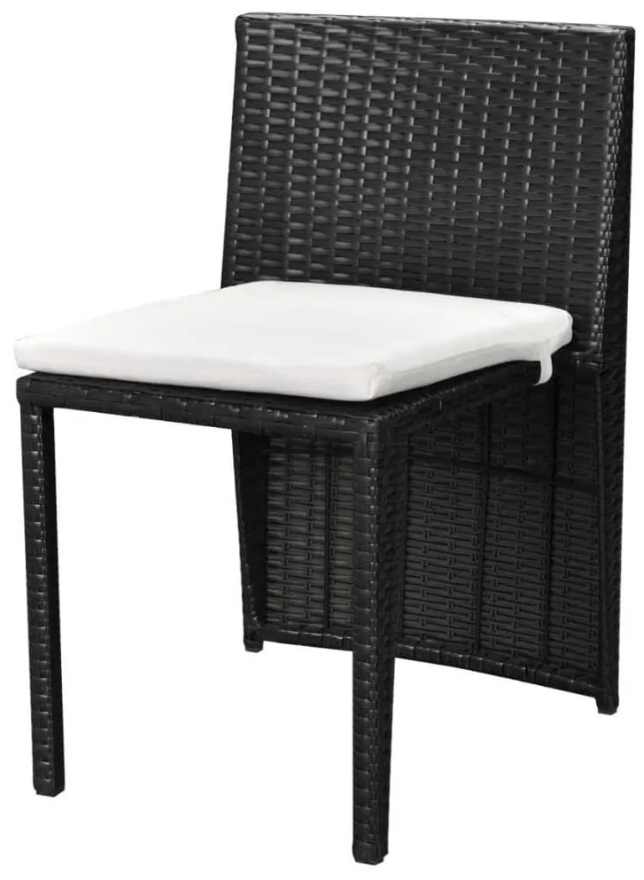 3 pcs conjunto bistrô com almofadas vime PE preto