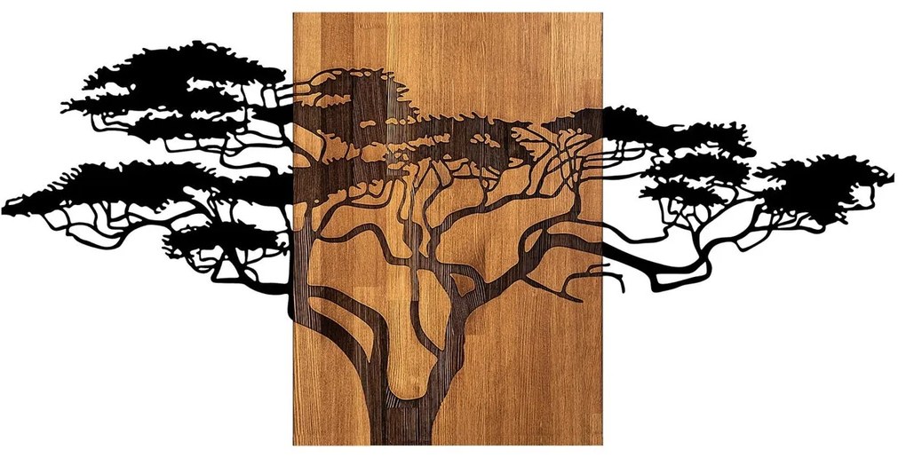 Acessório Decorativo de Parede Acácia – Preto e Noz – 144 x 3 x 70 cm