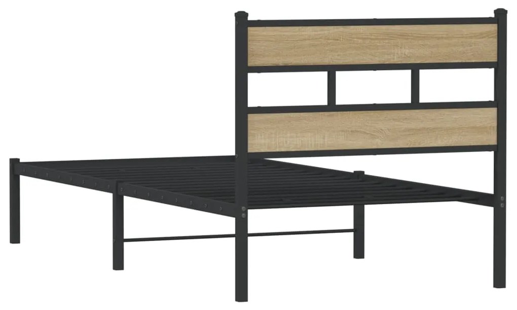 Estrutura de cama sem colchão 107x203 cm metal carvalho sonoma