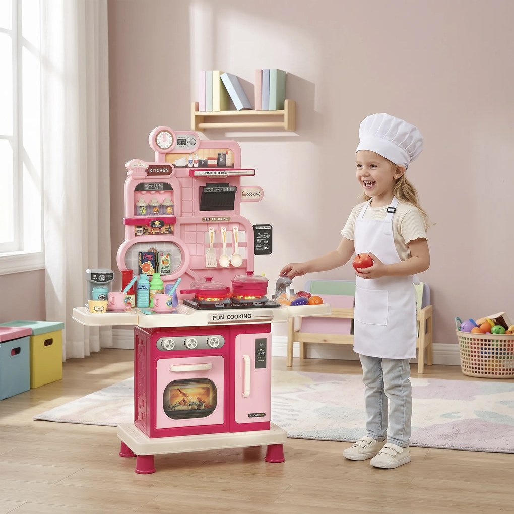 Cozinha de Brincar, 67 x 25 x 87 cm, 33 Acessórios, Rosa