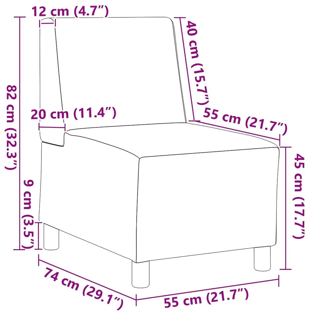 Sofá Chiar 3 pcs Cinzento-claro 55 x 74 x 82 cm