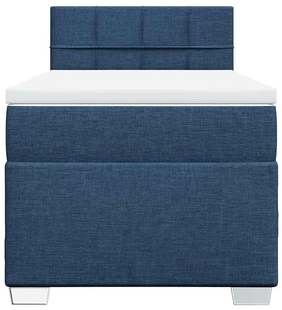 Cama com molas/colchão 80x200 cm tecido azul