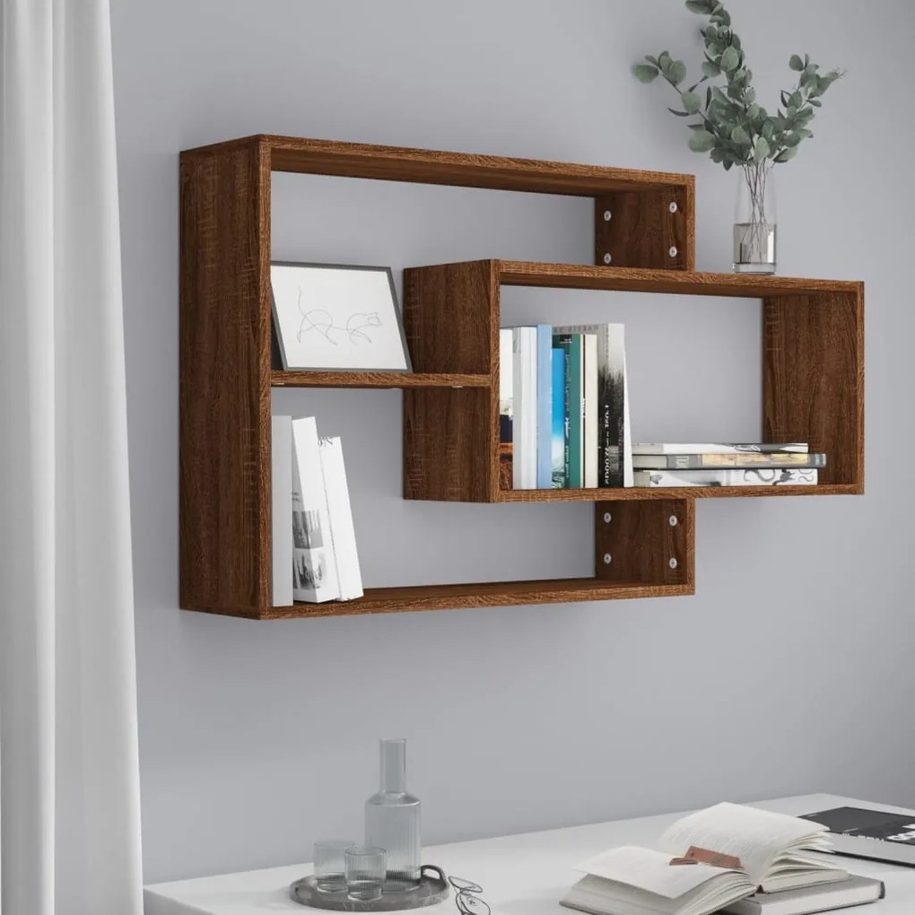 815290 vidaXL Prateleira de parede 104x20x58,5 cm derivados madeira castanho