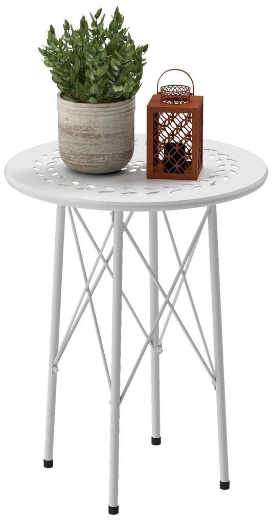 Mesa de Jardim Redonda Mesa de Varanda Ø40x50 cm com Pés Ajustáveis e