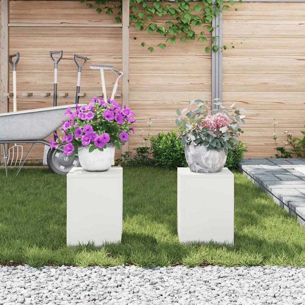 Suportes para Plantas Externas Pilar 2 pcs Branco 24x24x35 cm Aço