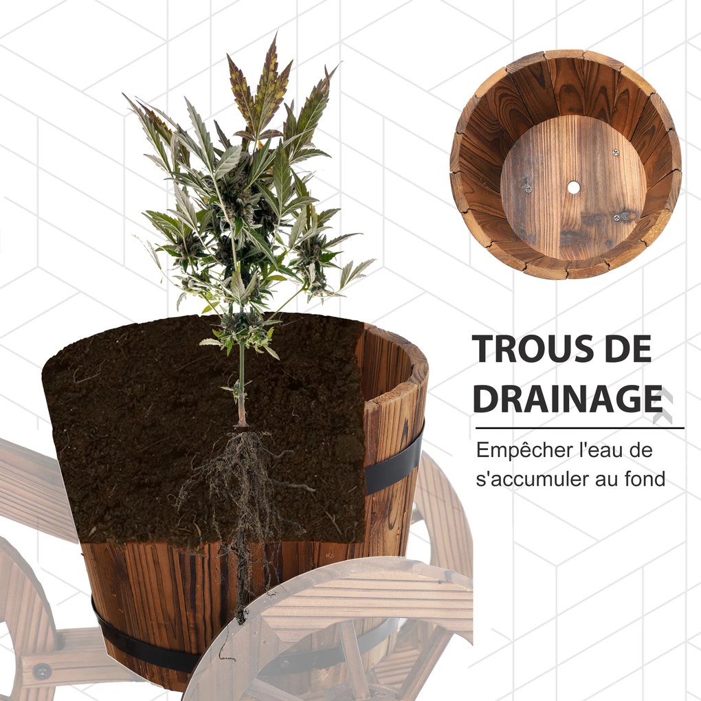 Suporte para plantas em forma de triciclo - prateleira para vasos de flores - Floreira 52 x 31 x 45 cm - Madeira de abeto