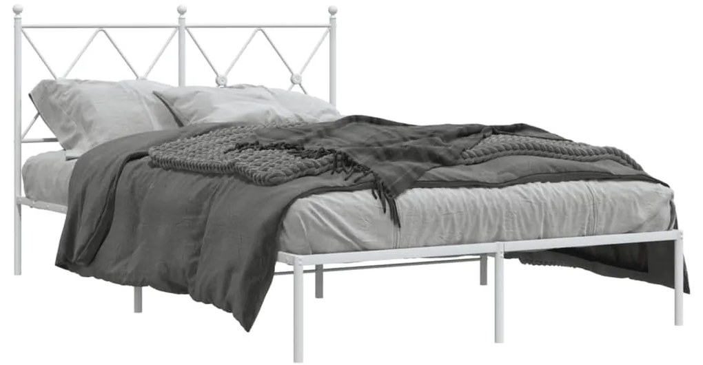 Estrutura de cama com cabeceira 120x200 cm metal branco