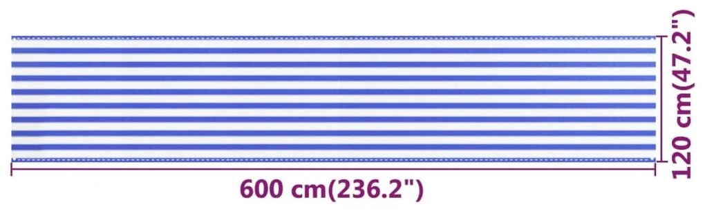 Tela de varanda 120x600 cm PEAD azul e branco