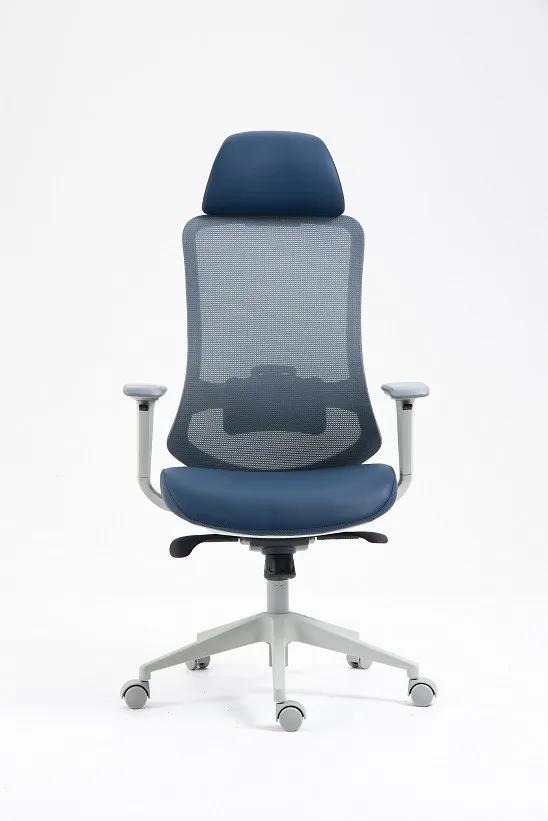 Cadeira de escritório ARANJUEZ, alto, cinza, ergonômico, multifuncional, rede e assento azul