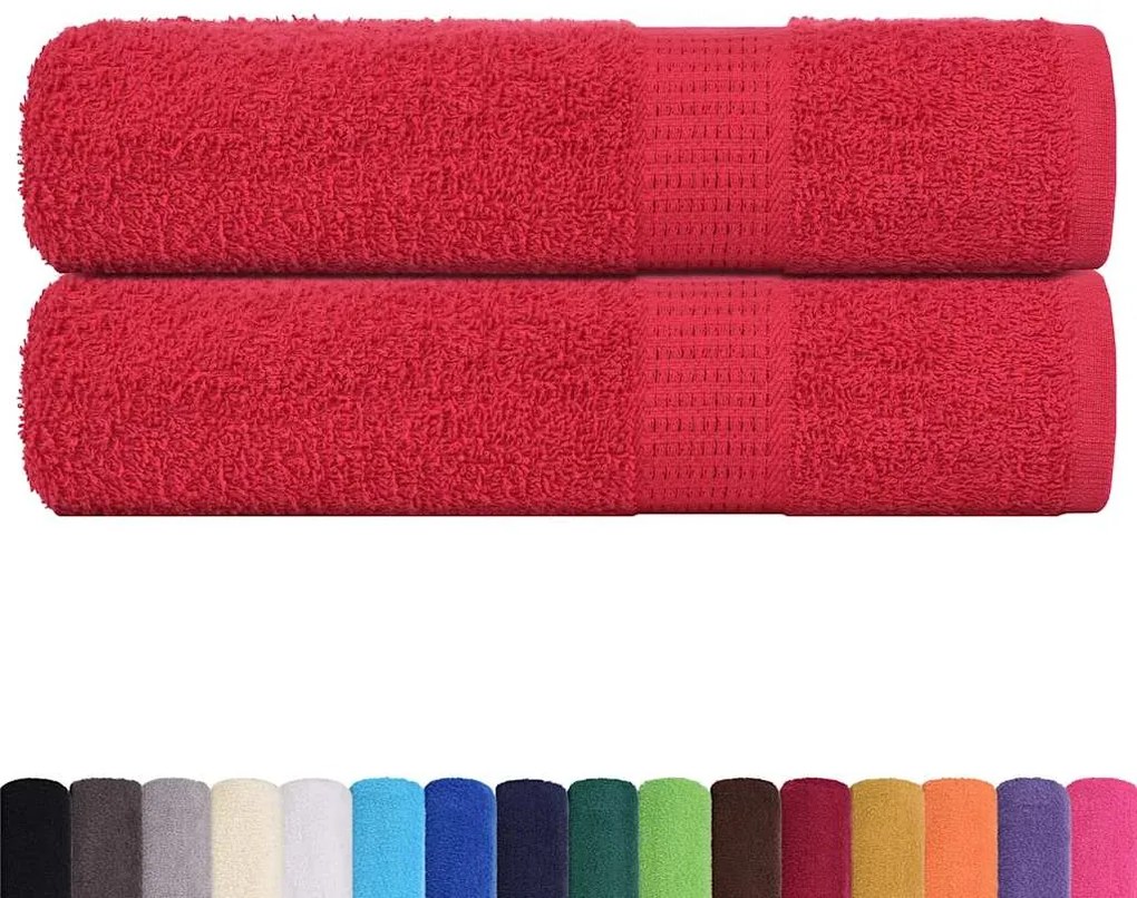 Toalhas de banho 2 pcs 100x150 cm 360 gsm 100% algodão vermelho