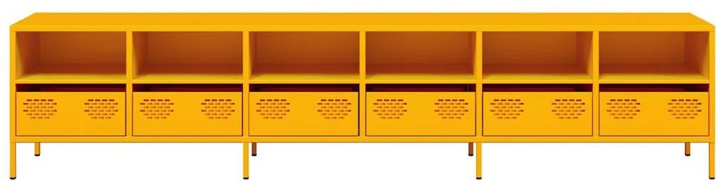 Móvel de TV 202x39x43,5 cm aço laminado a frio amarelo mostarda