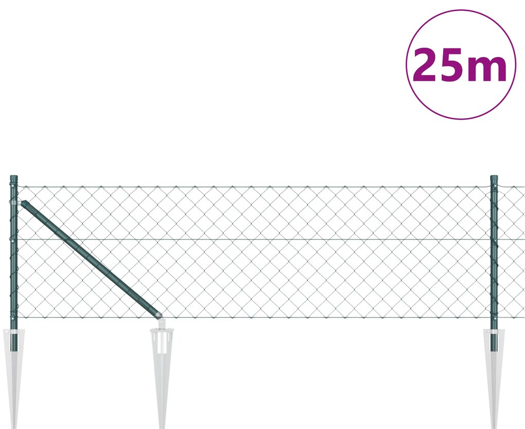 Cerca de Arame com 13 Postes de Estaca 0.6x25 m Aço Galvanizado