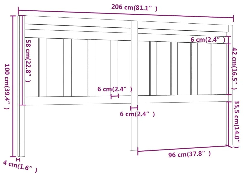 Cabeceira de cama 206x4x100 cm pinho maciço branco