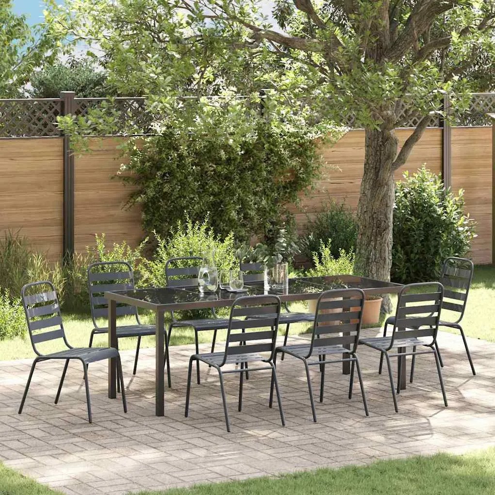 vidaXL Conjunto de Jantar de Jardim com 9 Peças em Cinza Escuro