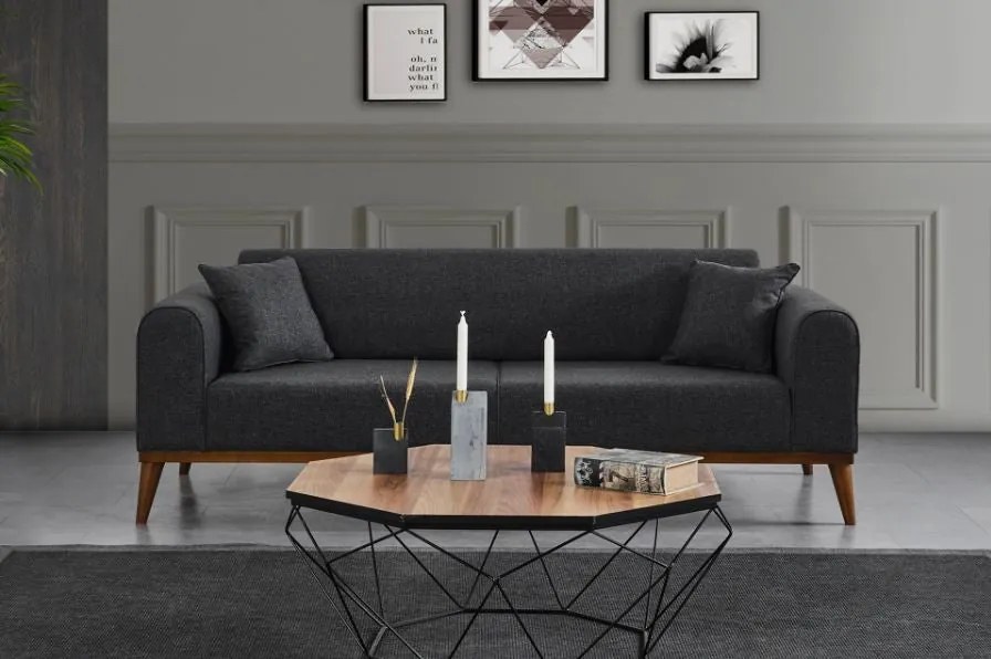 Sofá-cama 3 Lugares Cofi – Antracite – 222x90x80 cm