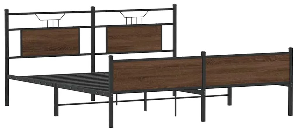 Estrutura cama sem colchão 180x200 cm metal carvalho castanho
