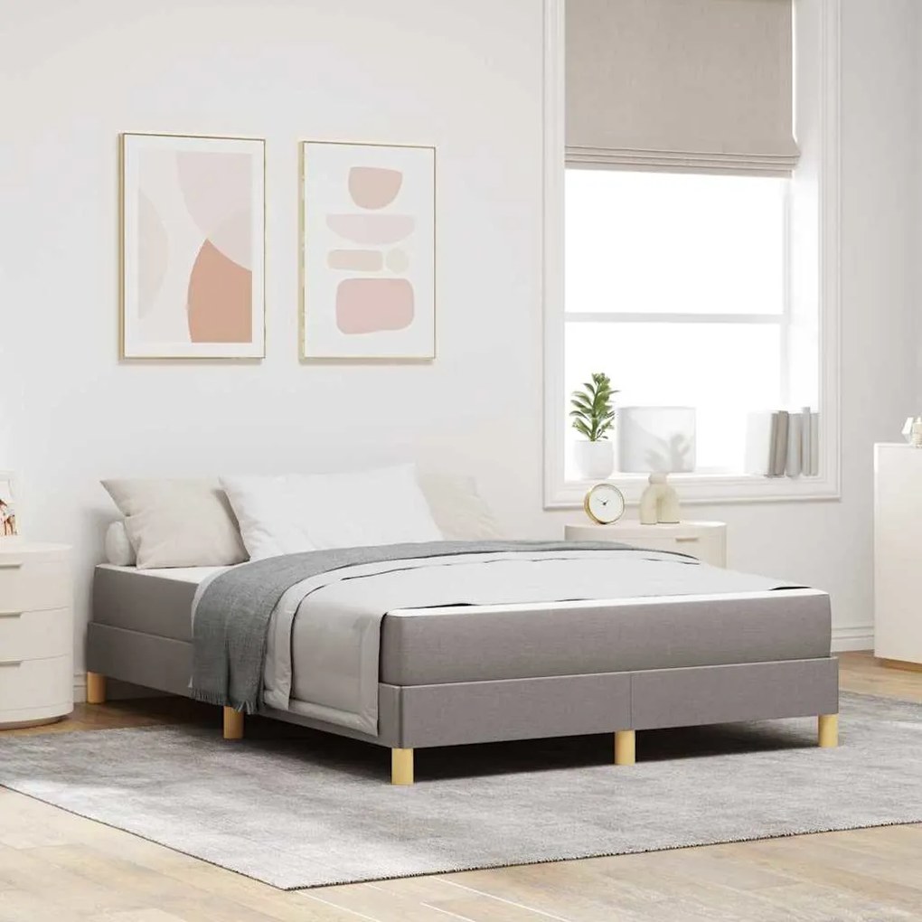 vidaXL Cama Box Cinzento-acastanhado 160 x 200 cm tecido