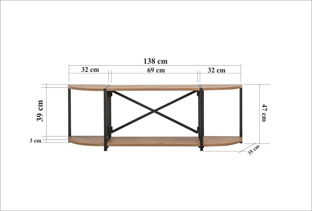 Móvel TV Sky – Pinho Atlântico Preto – 138x47x35 cm