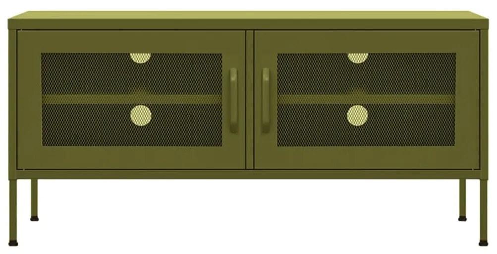 Móvel de TV aço 105x35x50 cm verde-azeitona