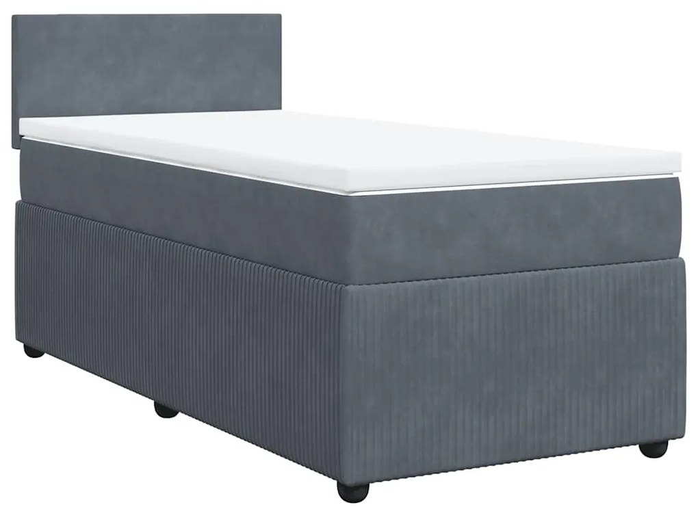 Cama com molas/colchão 100x200 cm veludo cinza-escuro