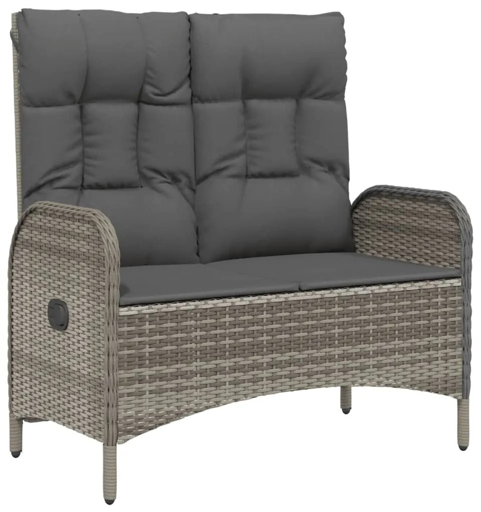 2 pcs conjunto de jantar p/ jardim c/ almofadões vime PE cinza