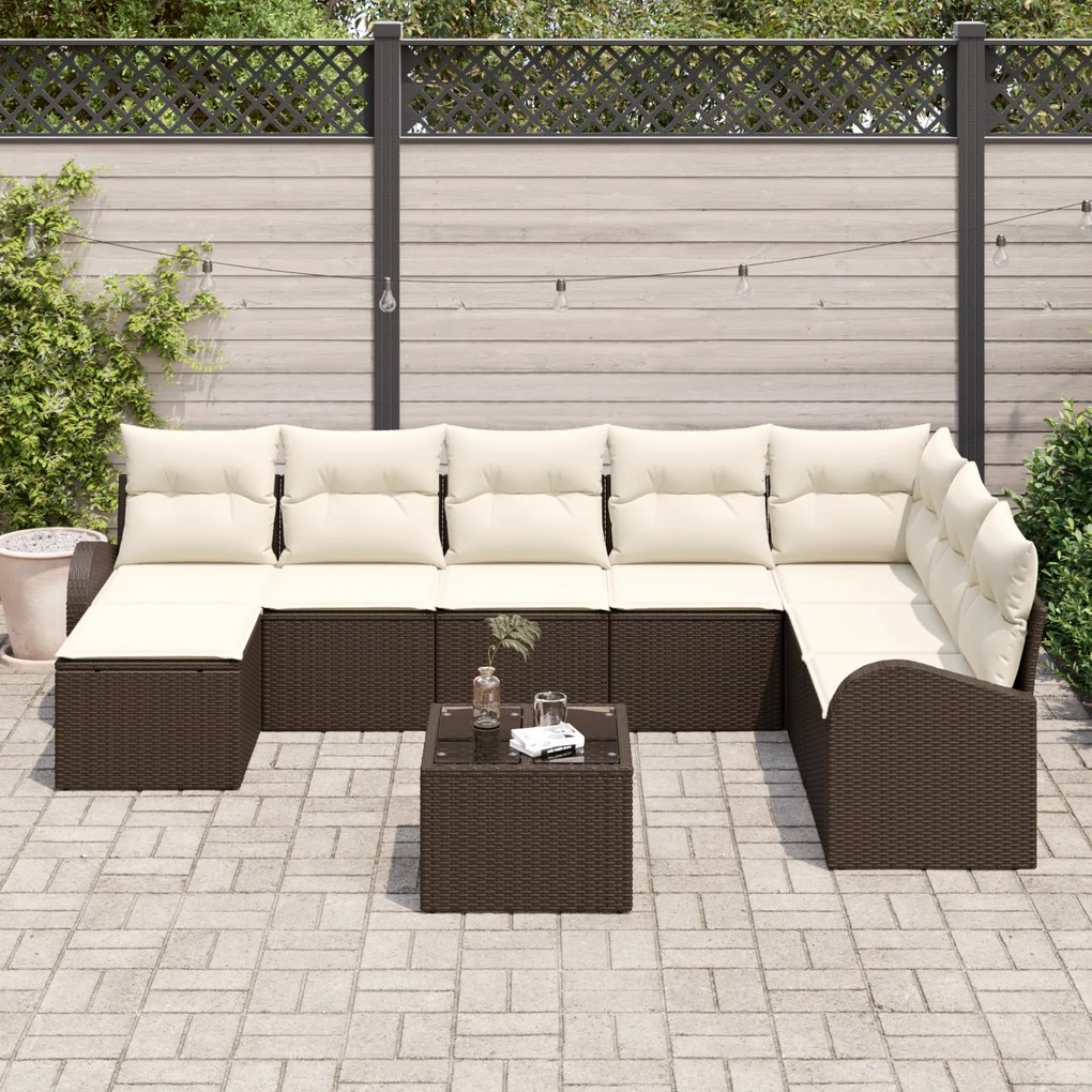 Conjunto de Sofá de Jardim de 8 Peças com Almofadas Cinza Rattan PE