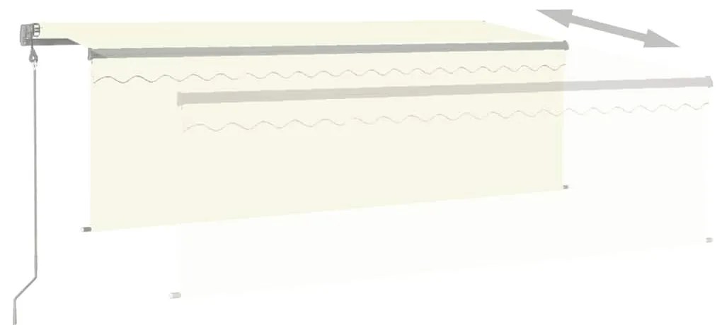 Toldo automático c/ estore/LED/sensor de vento 4x3 m cor creme