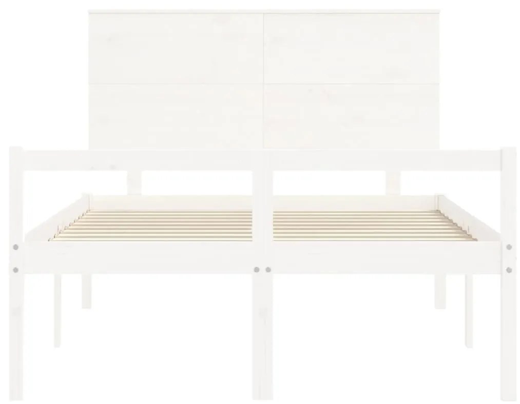 Estrutura de cama com cabeceira 140x200cm madeira maciça branco