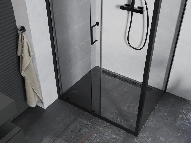 Mexen Apia cabine de duche de correr 100 x 90 cm, transparente, preta - 840-100-090-70-00