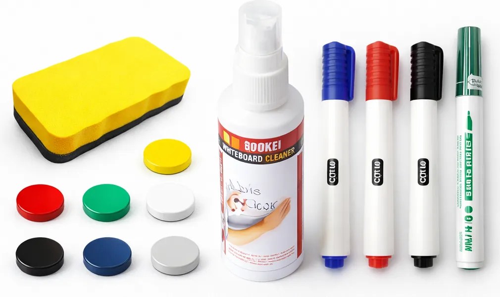 Kit Completo Quadros Brancos com Marcadores Ímans e Limpeza