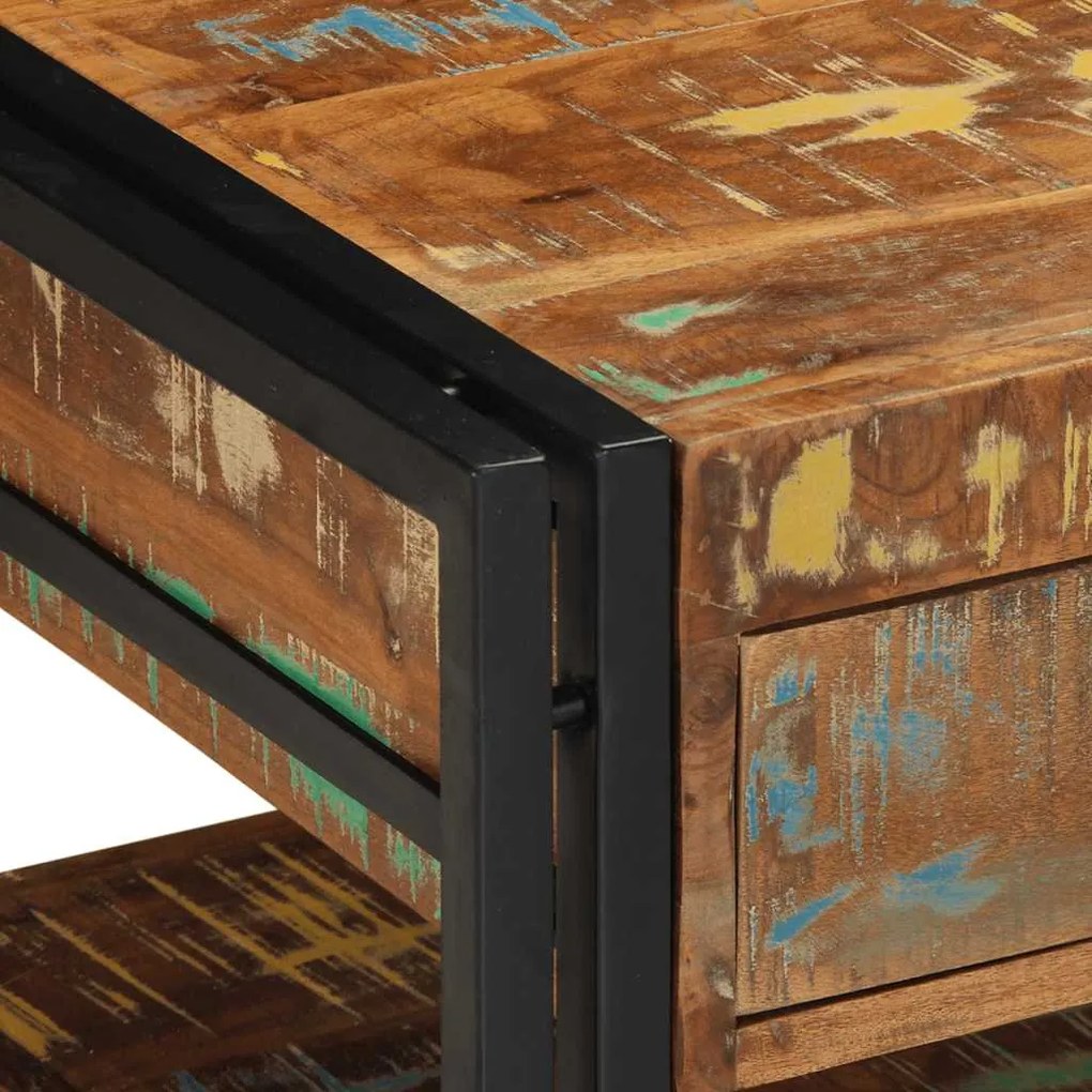 Mesa de centro multicor 90x50x38 cm madeira maciça recuperada