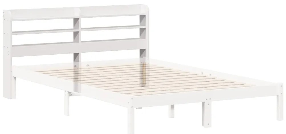 Cabeceira com prateleiras 140 cm madeira de pinho maciça branco