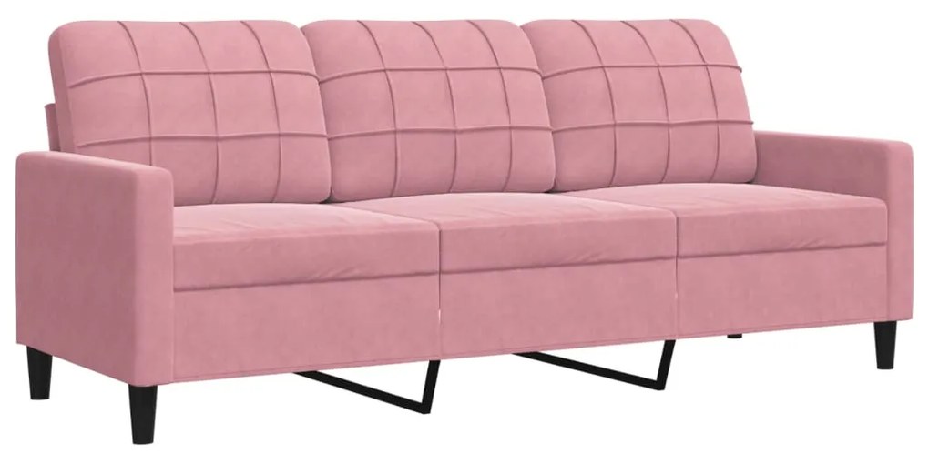 2 pcs conjunto de sofás com almofadões e rolos veludo rosa