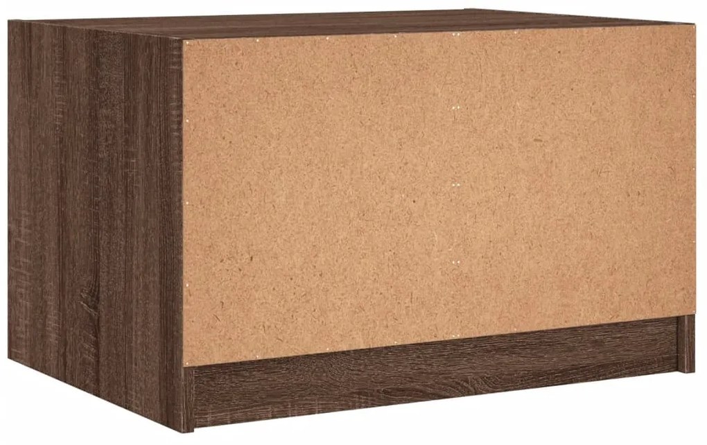Mesa de centro c/ portas de vidro 68x50x42 cm carvalho castanho