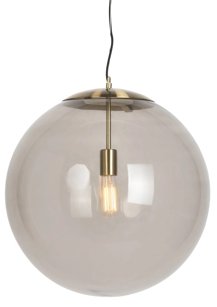 Candeeiro Suspenso Moderno Latão com Vidro Fumado 50 cm - Ball Moderno,Retro