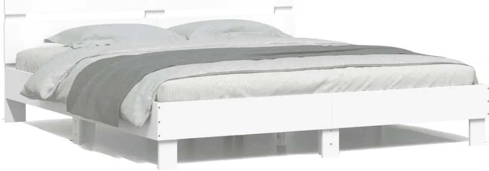 Estrutura cama c/ cabeceira e luzes LED 180x200 cm branco