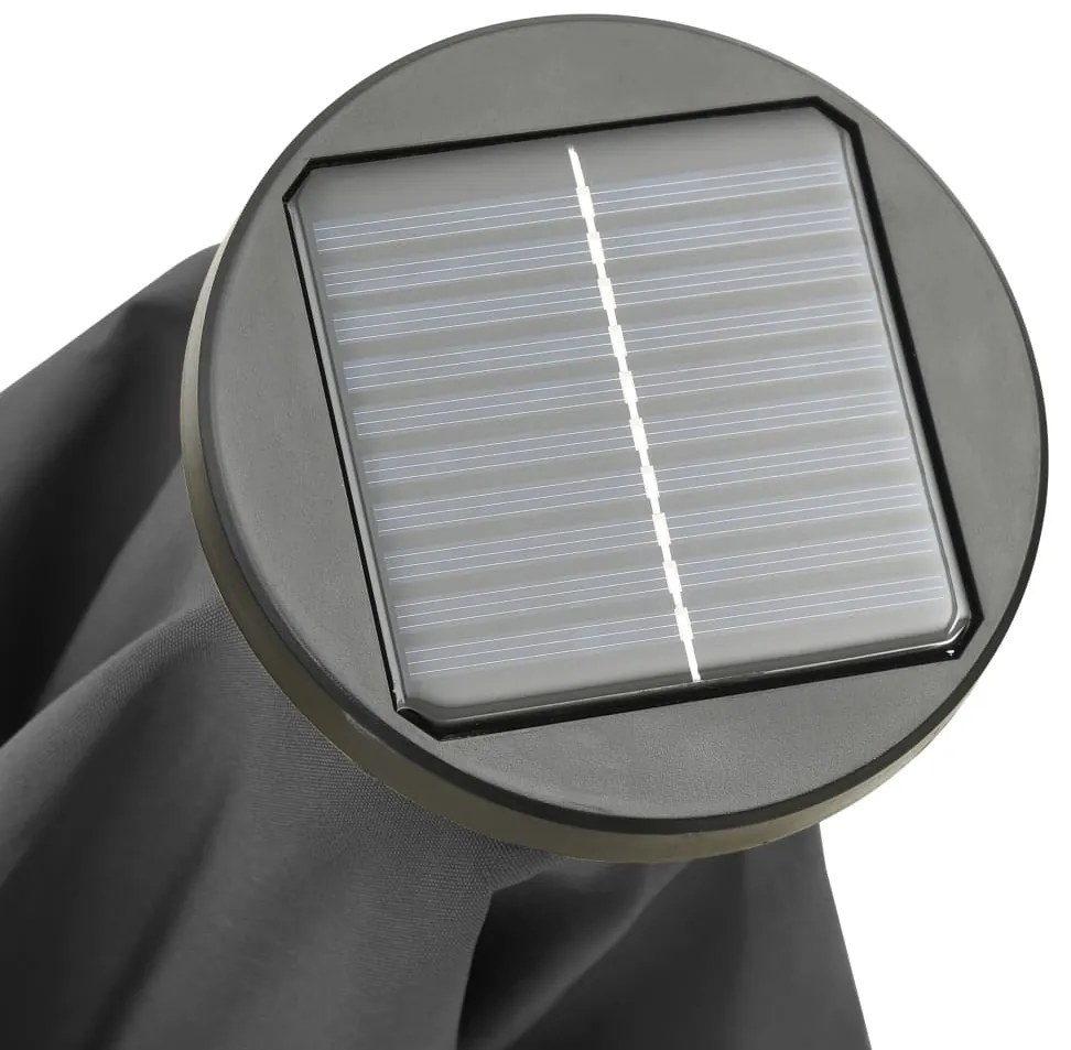 Guarda-sol de jardim c/ luzes LED 200x211 cm alumínio antracite