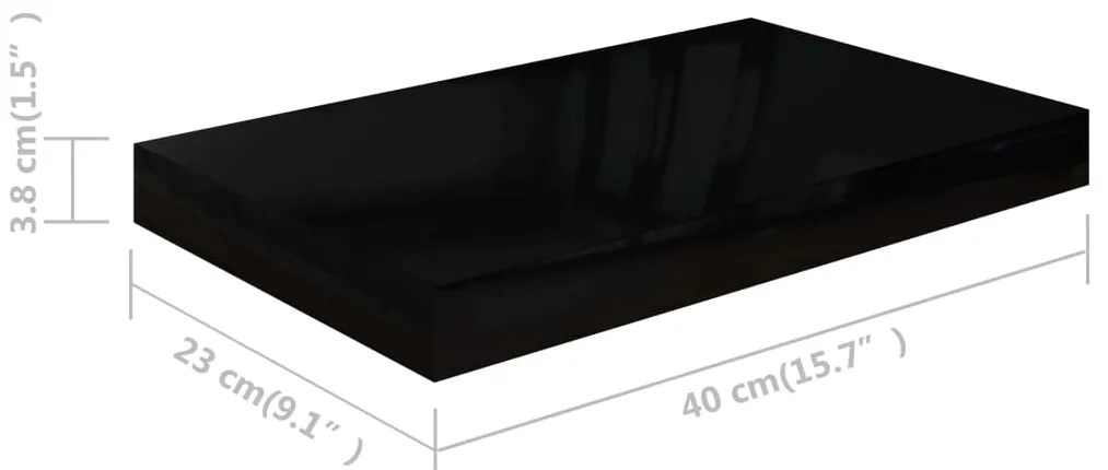 Prateleiras de parede suspensas 4 pcs 40x23x3,8cm MDF preto