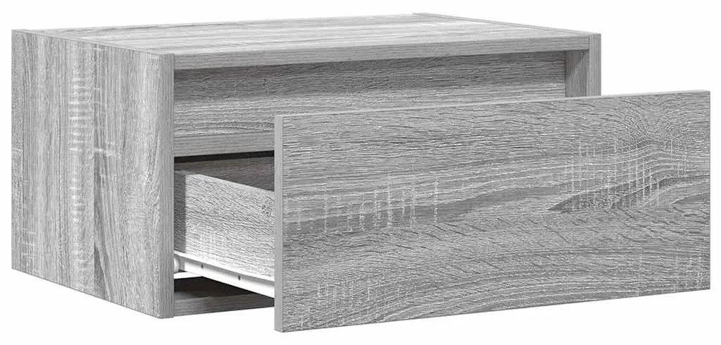 Mesa de cabeceira de parede com luzes LED cinzento sonoma