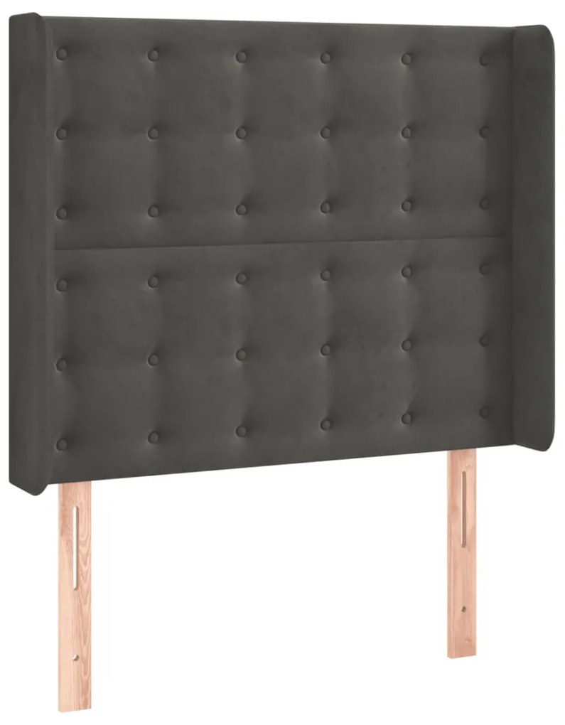 Cabeceira de cama c/ LED veludo 103x16x118/128 cm cinza-escuro