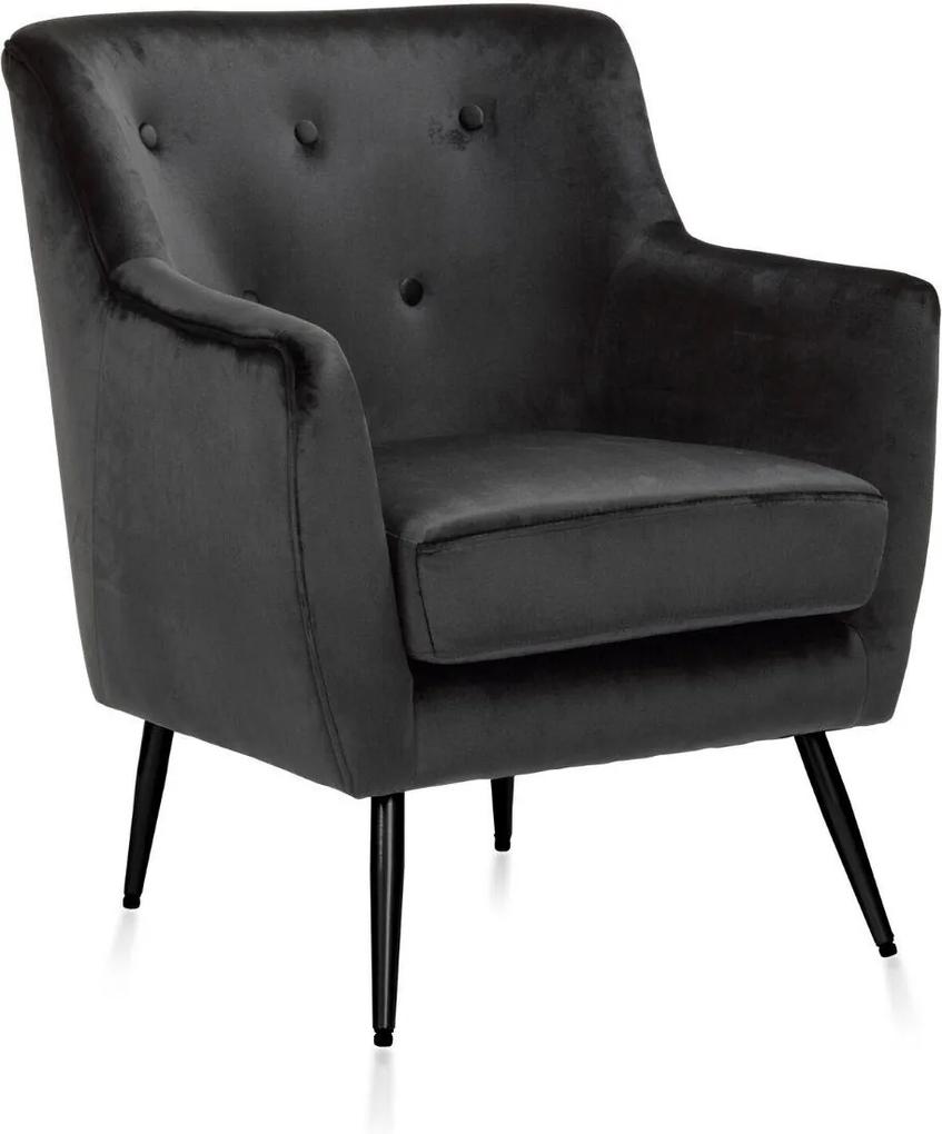 Cadeira Butaca "Vito" em Veludo Cinza Escuro 67x71x80 cm