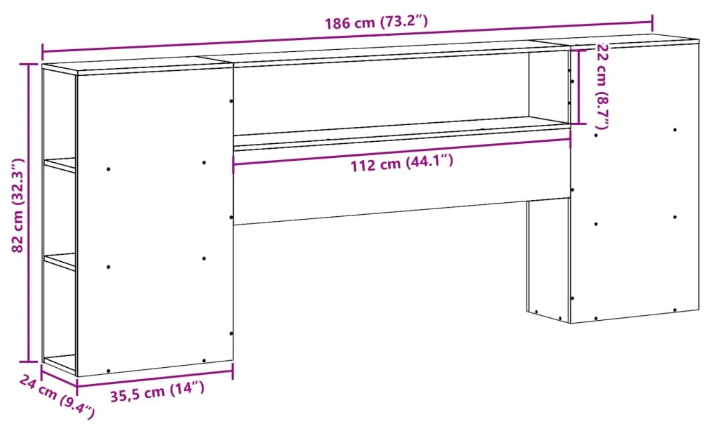 Cabeceira com arrumação 180 cm pinho maciço castanho-mel