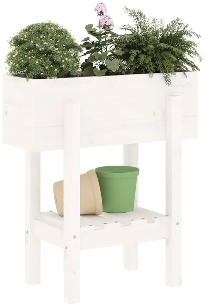 Vaso/floreira de jardim 62x30x69 cm pinho maciço branco