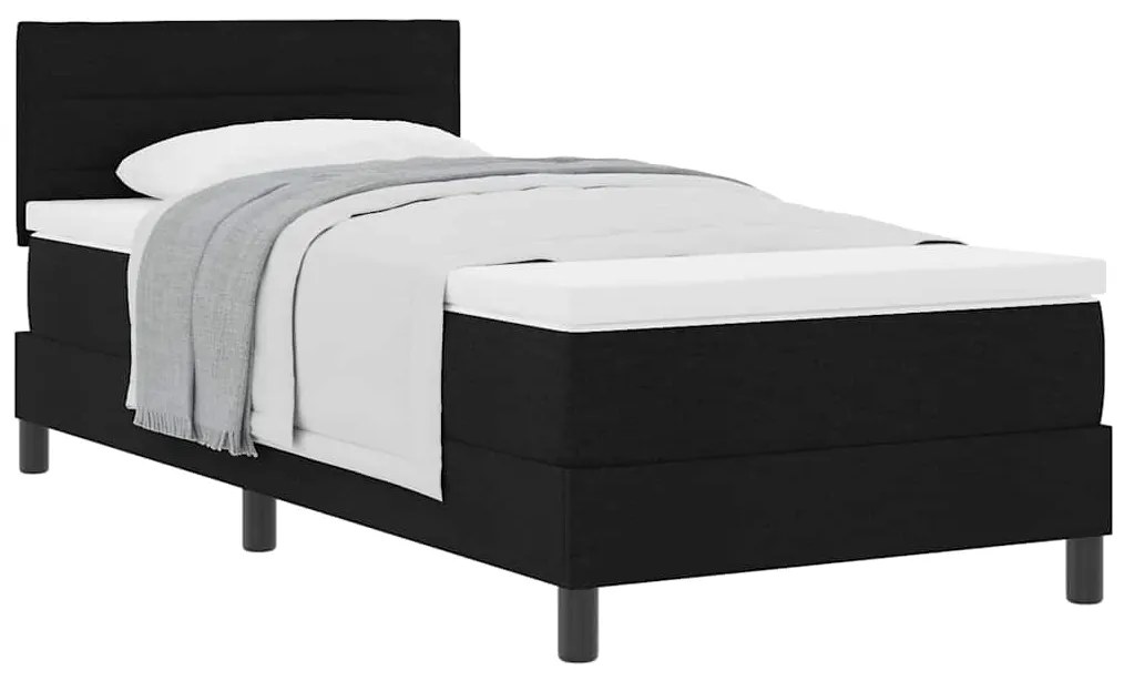 Cama Box Spring com Colchão Preta 90x200 cm Tecido