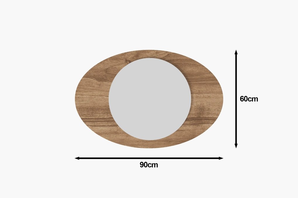 Espelho "Obble" - 60 x 90 x 2,2 cm - Nogueira - Design Moderno