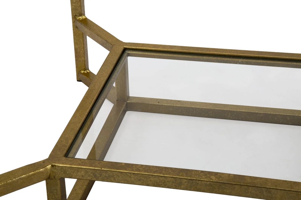 MESA DE CENTRO EM MÁRMORE 47X47X60 CM DOURADO E BRANCO