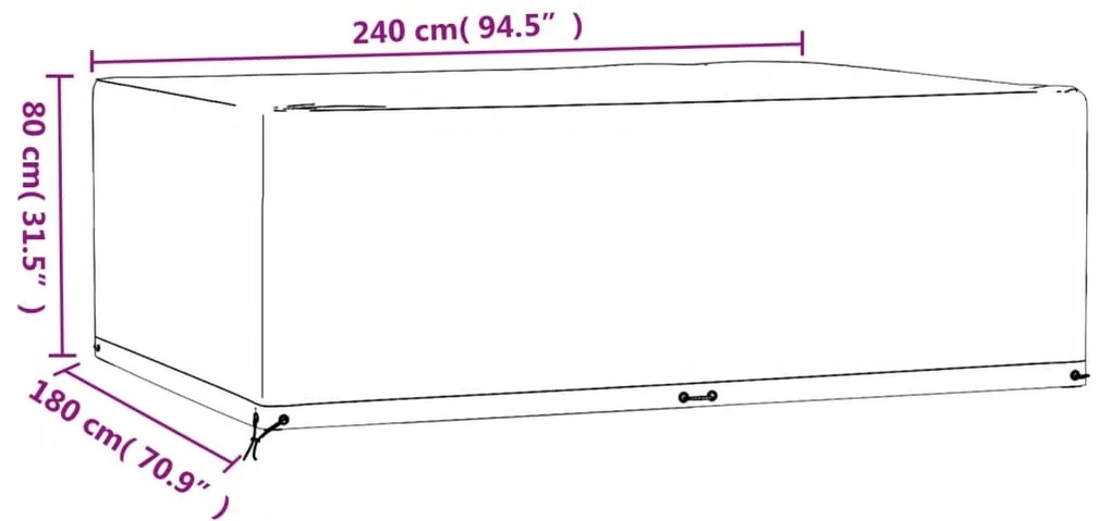 Capas móveis de jardim 2 pcs 12 ilhós 240x180x80 cm retangular
