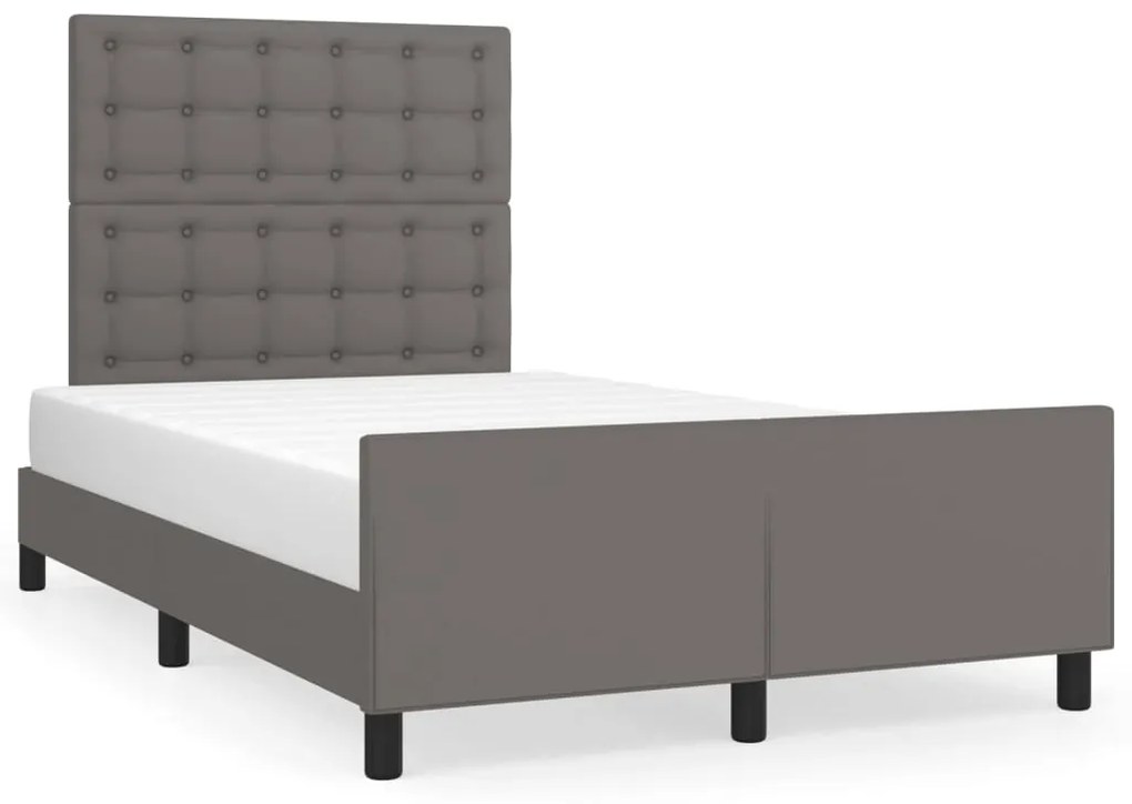 vidaXL Estrutura de cama sem colchão 120x190cm couro do falso cinzento